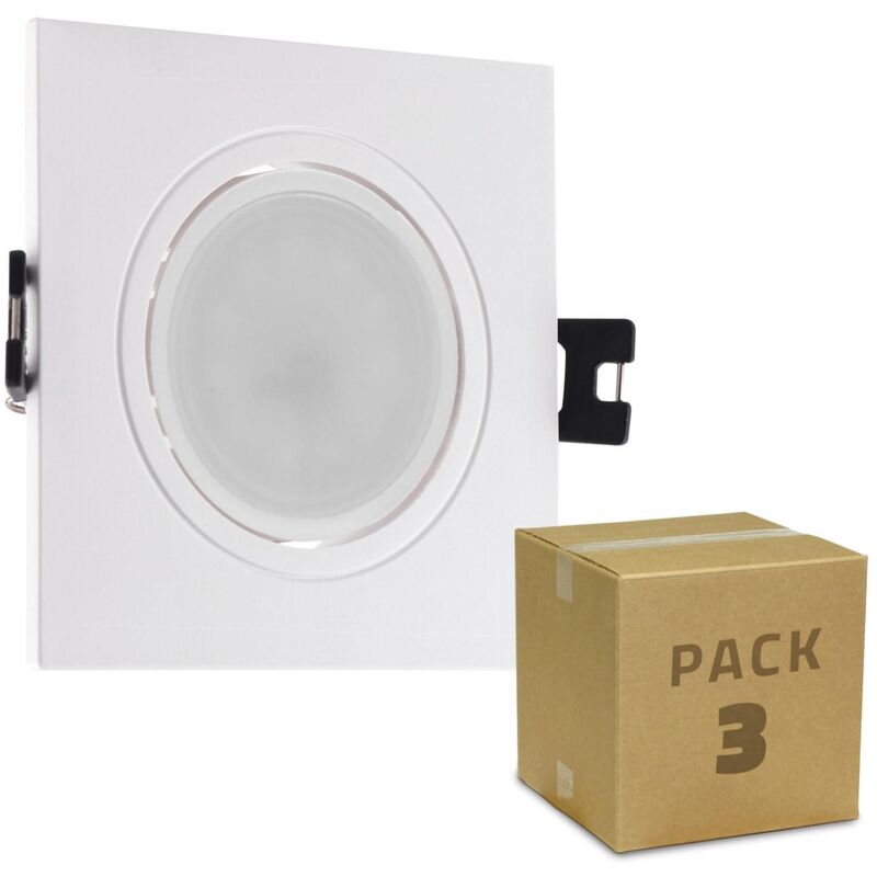 foto del prodotto pack 3 faretti downlight gu10 6w foro 75 85mm bianco caldo no flicker 3000k