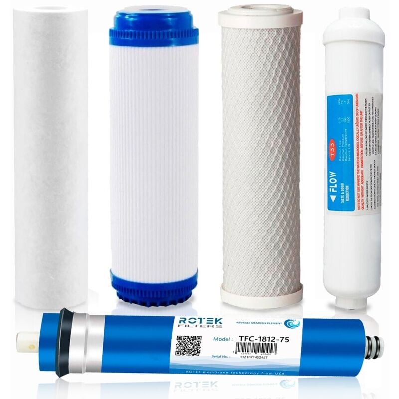 foto del prodotto pack 4 filtri acqua con membrana per osmosi inversa universale 5 stadi