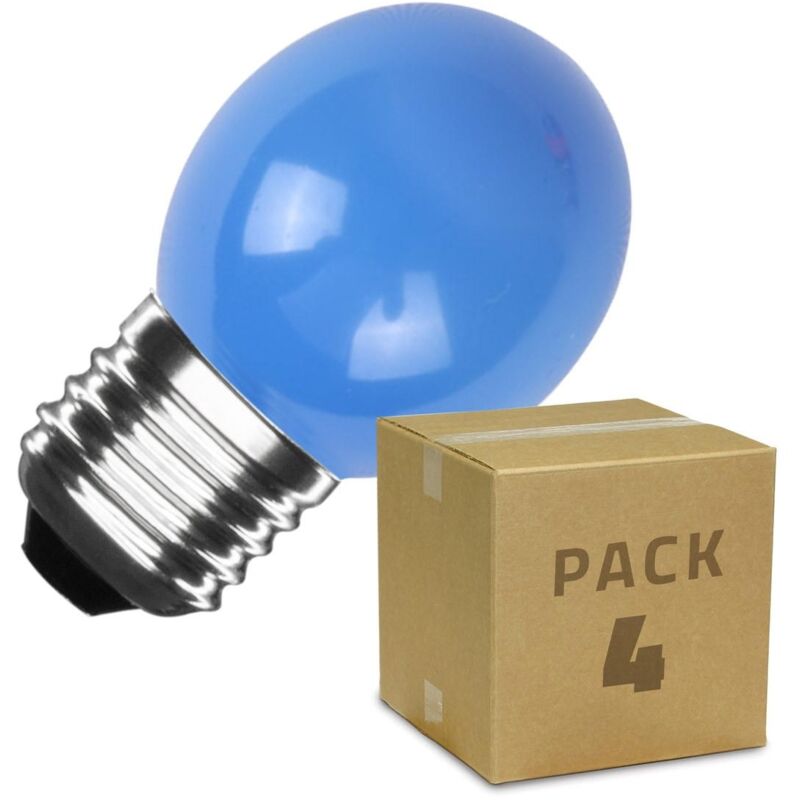 foto del prodotto pack 4 lampadine led e27 3w 300 lm g45 blu azzurro