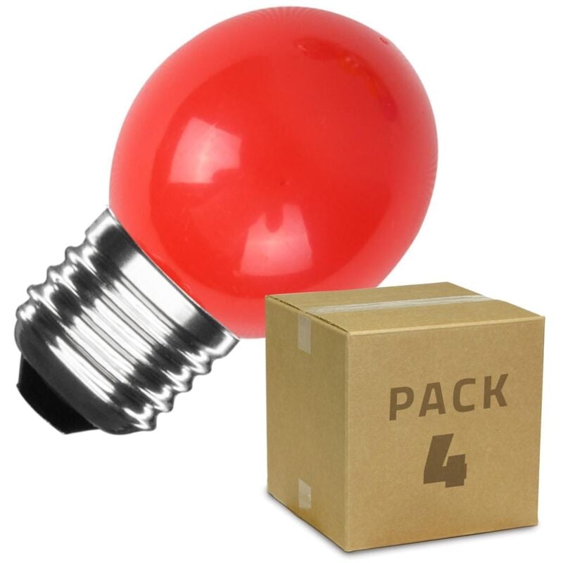 foto del prodotto pack 4 lampadine led e27 3w 300 lm g45 rossa rosso