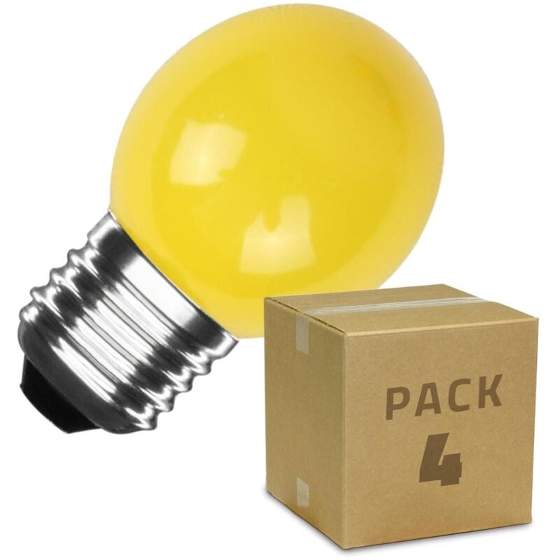 foto del prodotto pack 4 lampadine led e27 3w 300lm g45 giallo giallo