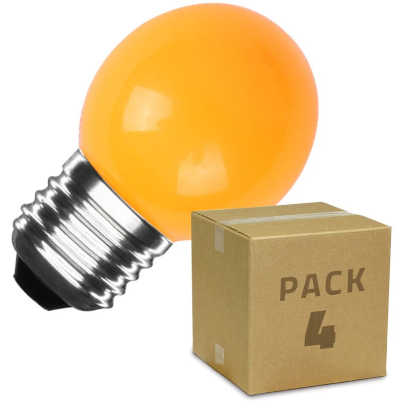 foto del prodotto pack 4 lampadine led e27 g45 3w 300lm arancione arancione