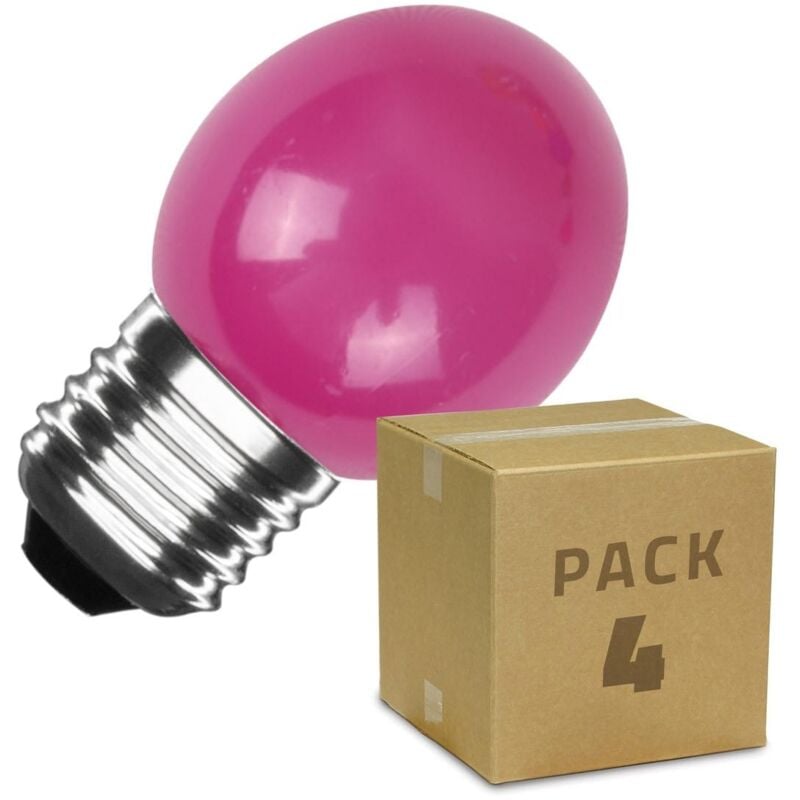foto del prodotto pack 4 lampadine led e27 g45 3w 300lm rosa rosa