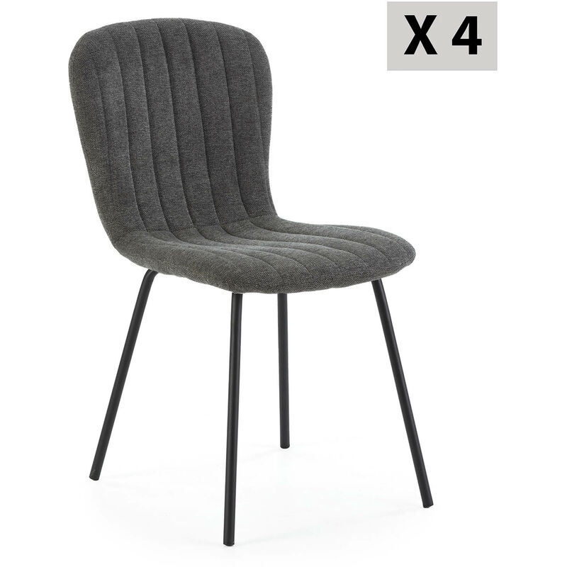 foto del prodotto pack 4 sedie lucky rivestite in tessuto grigio scuro