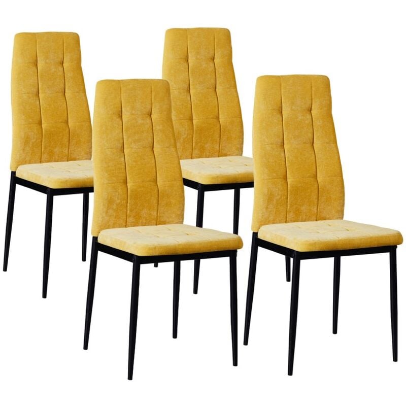 foto del prodotto pack 4 sedie soggiorno in tessuto giallo milano
