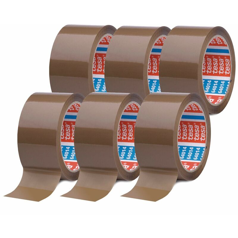 foto del prodotto pack 64014 pp nastro adesivo marrone resistente all invecchiamento e allo strappo silenzioso e fortemente adesivo confezione da 6 rotoli 66 m