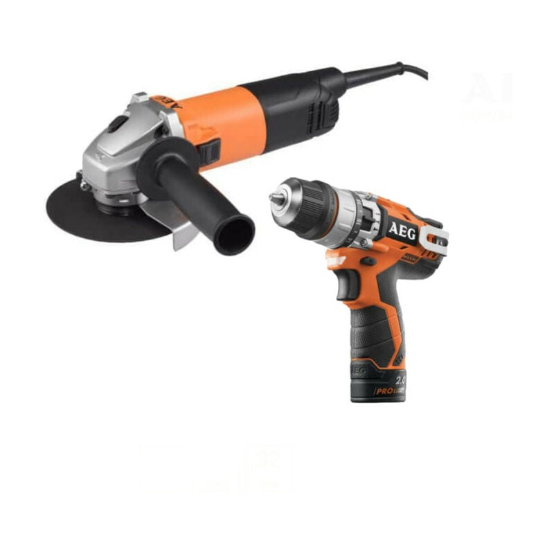 foto del prodotto pack aeg smerigliatrice elettrica 800w ws8 125sk aeg 12v li ion impact drill