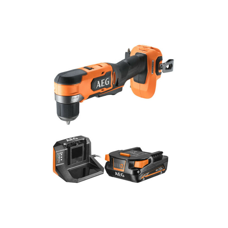 foto del prodotto pack aeg trapano avvitatore angolare - bs18srabl-0 - 18v brushless subcompact - 42 nm - 1 batteria 2.0ah - 1 caricatore