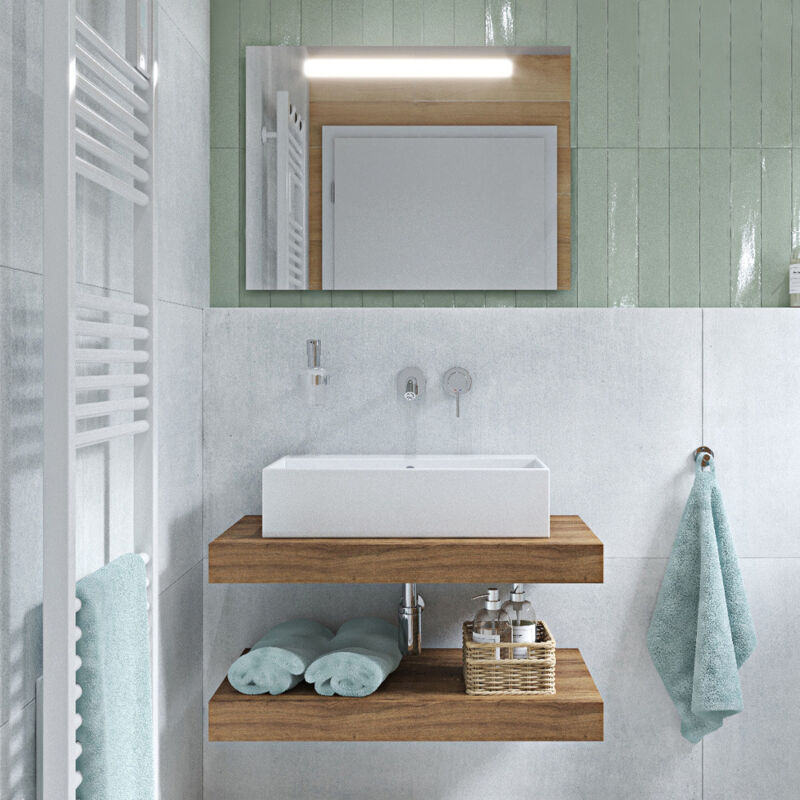foto del prodotto pack con lavabo 60 x 42 cm piano lavabo 100x8x50 cm marrone chiaro rubinetteria per piano lavabo eggerstrada ideal standard