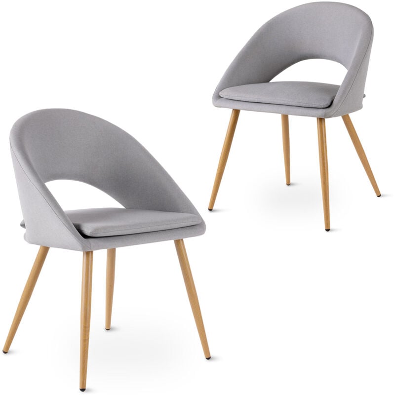 foto del prodotto pack di 2 sedie da pranzo con braccioli, salotto, ufficio o cucina, stile elegante, grigio perla