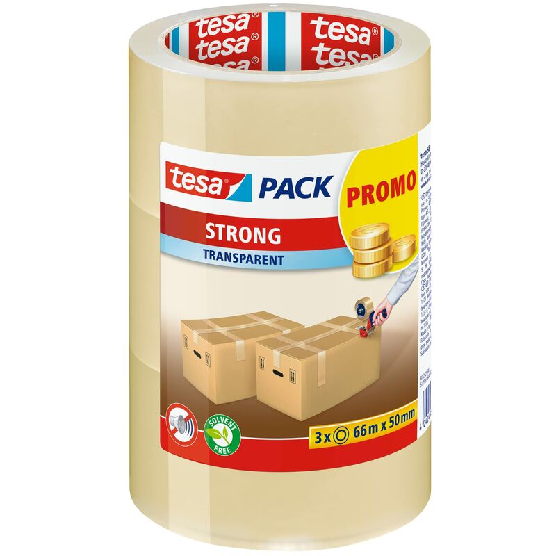 foto del prodotto pack pp strong 3 x 66m 50 mm transparant tesa