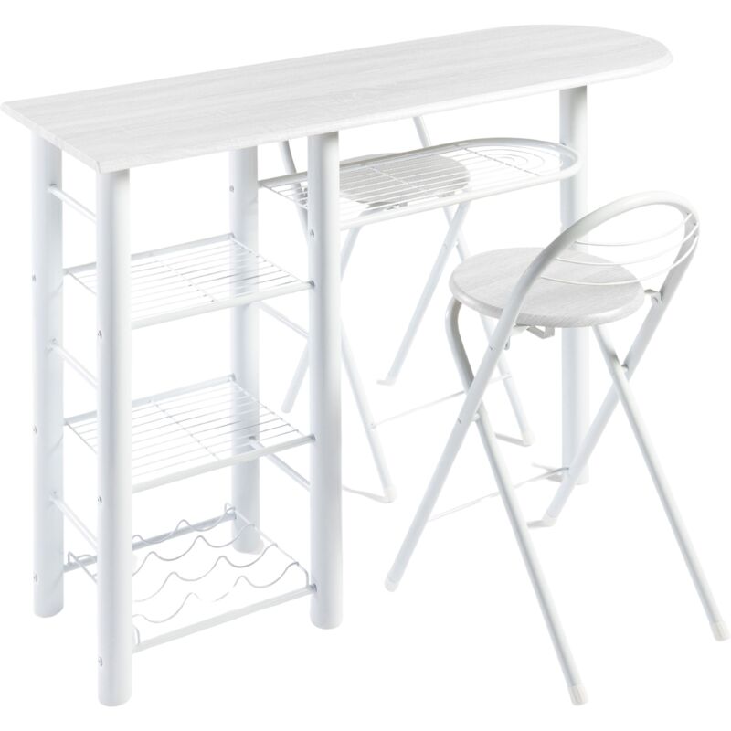 foto del prodotto pack tavolo alto e 2 sgabelli pieghevoli mobili da cucina bar melamina metallo 40x87.5x120 cm