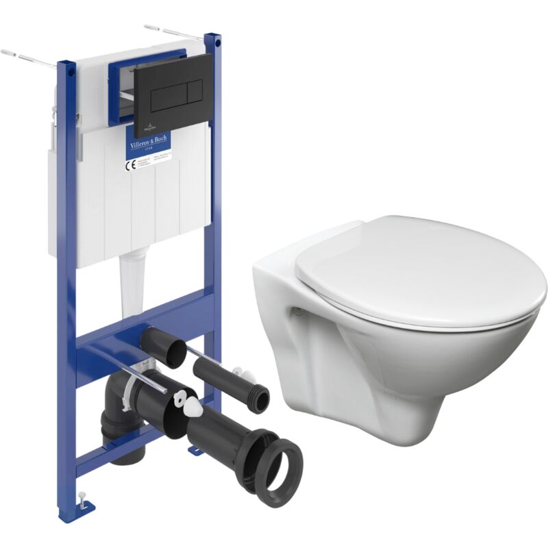 foto del prodotto pack wc con telaio villeroy boch wc cersanit s line pro sedile termoplastico placca nera vcnslpro4 
