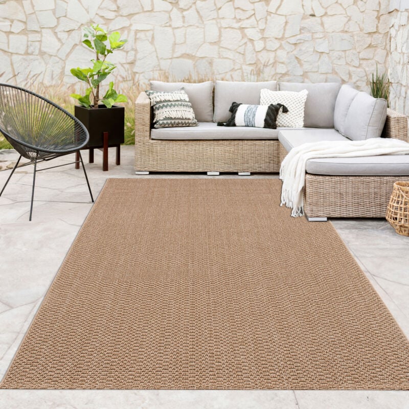 foto del prodotto paco home alfombra de exterior resistente a la intemperie balc n sal n monocromo beige 120x160 cm