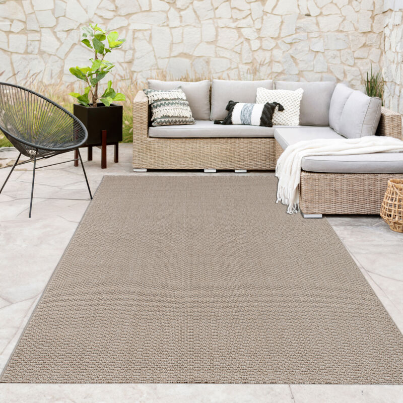 foto del prodotto paco home alfombra de exterior resistente a la intemperie balc n sal n monocromo crema 160x220 cm