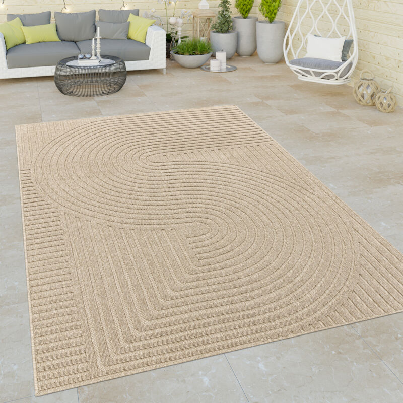 foto del prodotto paco home alfombra salon de habitacion cocina exterior terraza jardin abstract rayas beige crema 160x230 cm