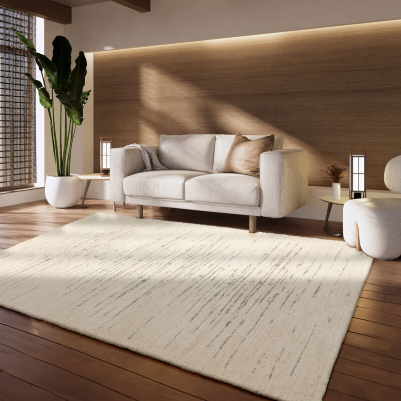 foto del prodotto paco home alfombra salon de habitacion pelo corto geometrico nordica moderna 3d beige 80x150 cm