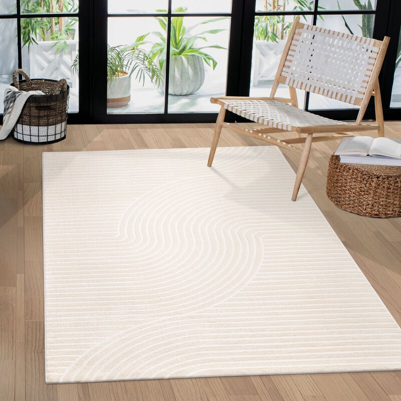 foto del prodotto paco home alfombra salon de habitacion pelo corto lisa motivo nordica dibujo geometrico 200x290 cm, crema 5