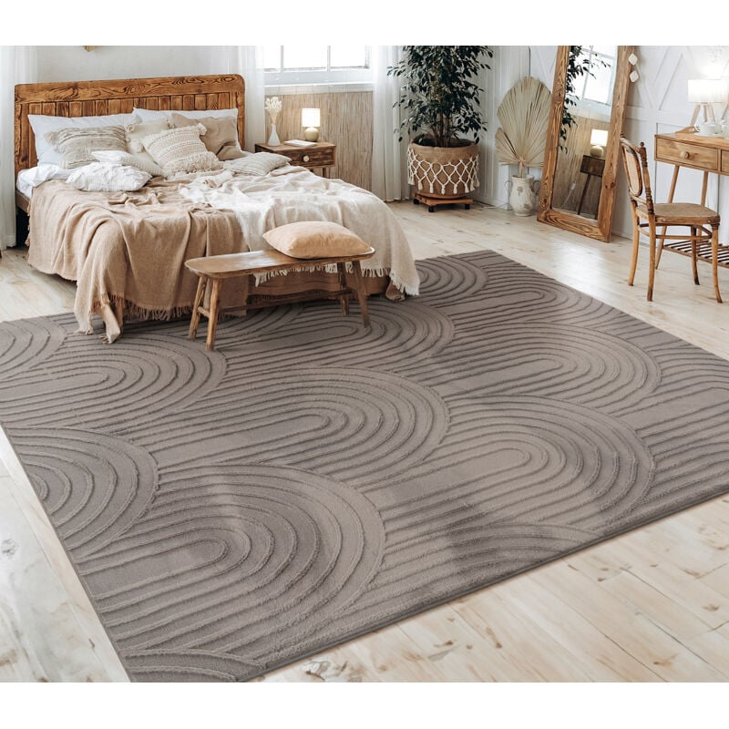 foto del prodotto paco home alfombra salon de habitacion pelo corto motivo nordica boho dibujo geometrico 120x160 cm, grigio 4