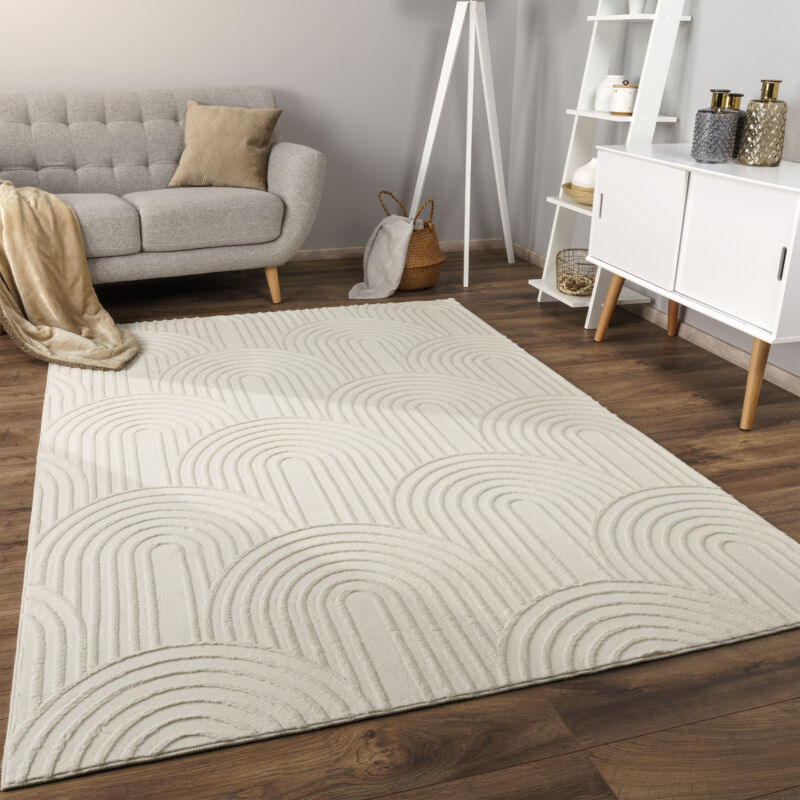 foto del prodotto paco home alfombra salon de habitacion pelo corto motivo nordica boho dibujo geometrico 200x280 cm, crema 4