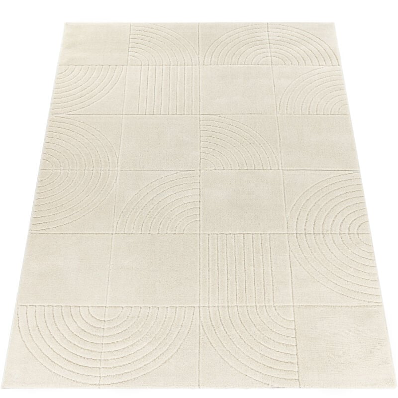 foto del prodotto paco home alfombra salon pelo corto nordica arco boho chic dibujo geometrico lisa crema 160x230 cm