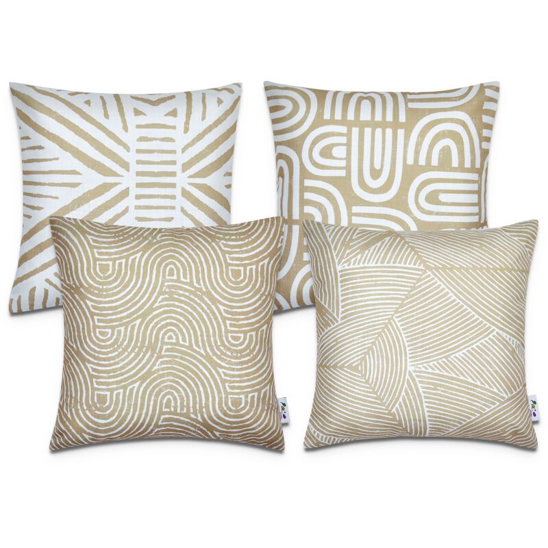 foto del prodotto paco home fundas cojines decoraci n sal n motivo geom trico funda coj n decorativa beige, 4pcs set