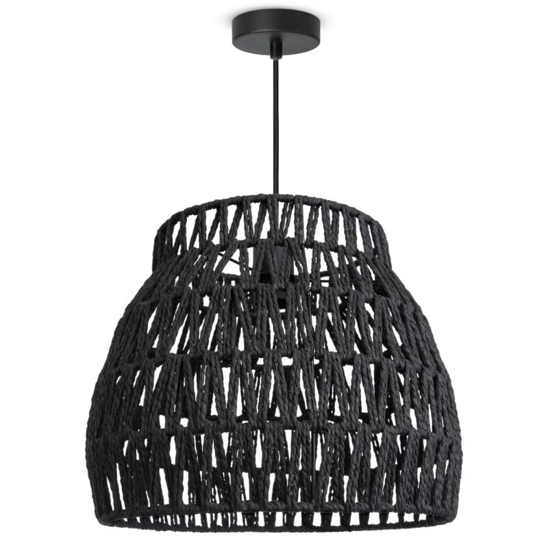 foto del prodotto paco home l mpara de suspensi n led colgante sal n dormitorio comedor pantalla de papel e27 luce a sospensione nero, nero 35cm 