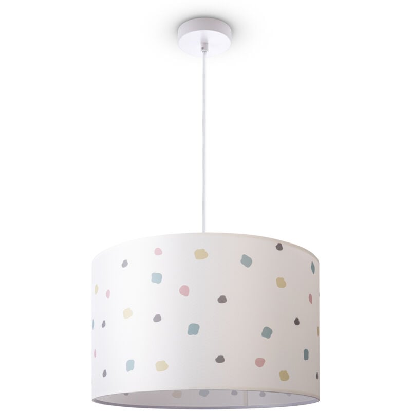 foto del prodotto paco home lampada a plafone paralume in tessuto sospensione e27 camera da letto rotonda luce a sospensione bianca, design 3 45,5 cm 