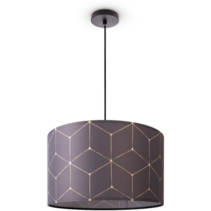 foto del prodotto paco home lampada a plafone paralume in tessuto sospensione e27 camera da letto rotonda luce a sospensione nero, design 1 45,5 cm 