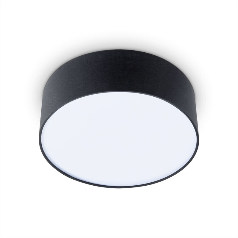 foto del prodotto paco home lampada a plafone tavolo da pranzo soggiorno moderno ufficio paralume rotondo tessuto e27 nero, 30cm