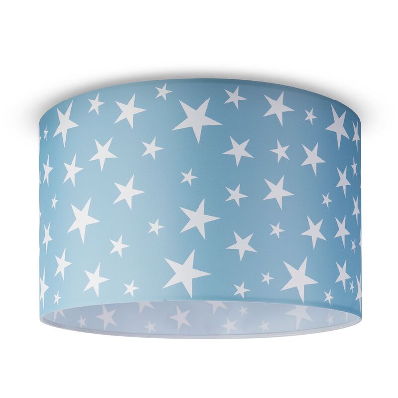 foto del prodotto paco home lampada a soffitto cameretta dei bambini sospensione paralume tessuto rotonda stelle design 5 45,5 cm , plafoniera bianca
