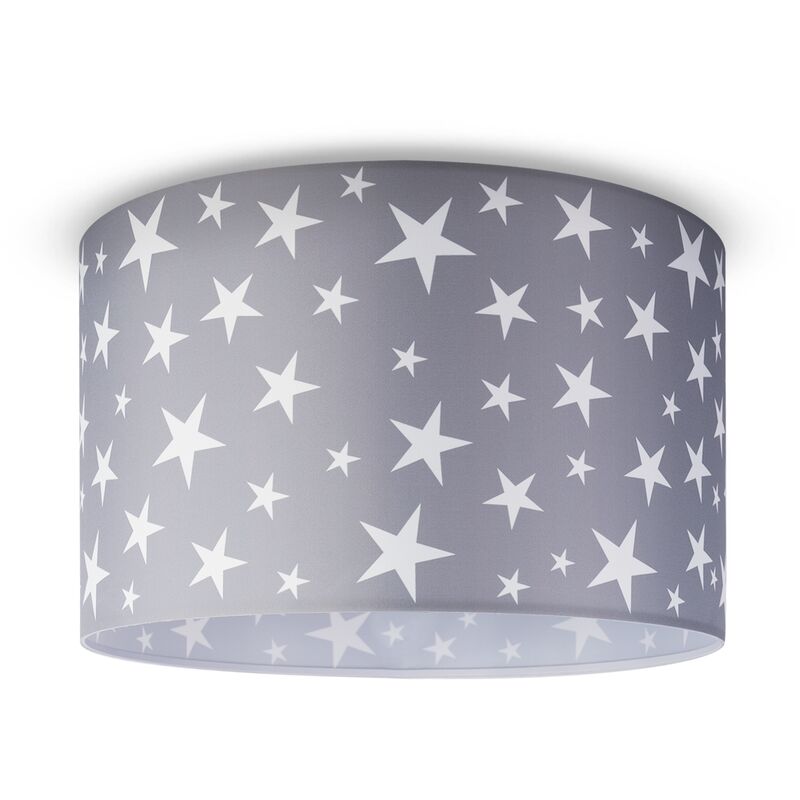 foto del prodotto paco home lampada a soffitto cameretta dei bambini sospensione paralume tessuto rotonda stelle design 6 45,5 cm , plafoniera bianca