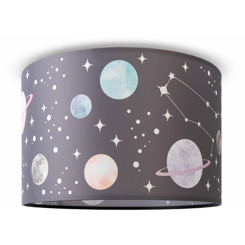 foto del prodotto paco home lampada a soffitto cameretta dei bambini sospensione paralume tessuto rotonda stelle design 8 45,5 cm , plafoniera nero
