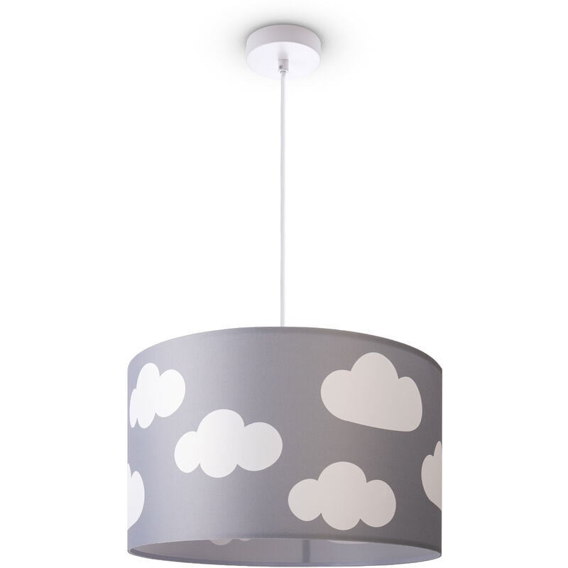 foto del prodotto paco home lampada a soffitto cameretta dei bambini sospensione paralume tessuto rotonda stelle luce a sospensione bianca, design 10 45,5 cm 