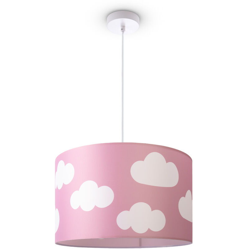 foto del prodotto paco home lampada a soffitto cameretta dei bambini sospensione paralume tessuto rotonda stelle luce a sospensione bianca, design 11 45,5 cm 