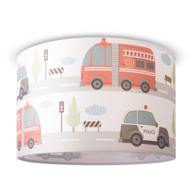 foto del prodotto paco home lampada a soffitto sospensione cameretta dei bambini vigili del fuoco strada polizia e27 design 1 45,5 cm , plafoniera bianca
