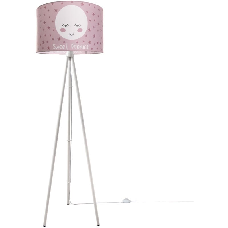 foto del prodotto paco home lampada da bambini lampada da terra lampada con motivo con luna, e27 bianco a tre gambe, rosa 45.5 cm 