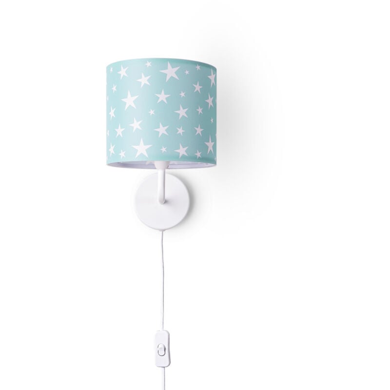 foto del prodotto paco home lampada da tavolo cameretta dei bambini paralume tessuto rotonda luna stelle e14 lampada da parete bianca, design 5 18 cm 