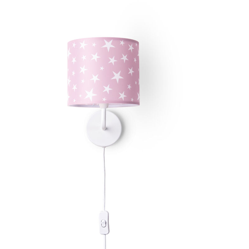 foto del prodotto paco home lampada da tavolo cameretta dei bambini paralume tessuto rotonda luna stelle e14 lampada da parete bianca, design 7 18 cm 