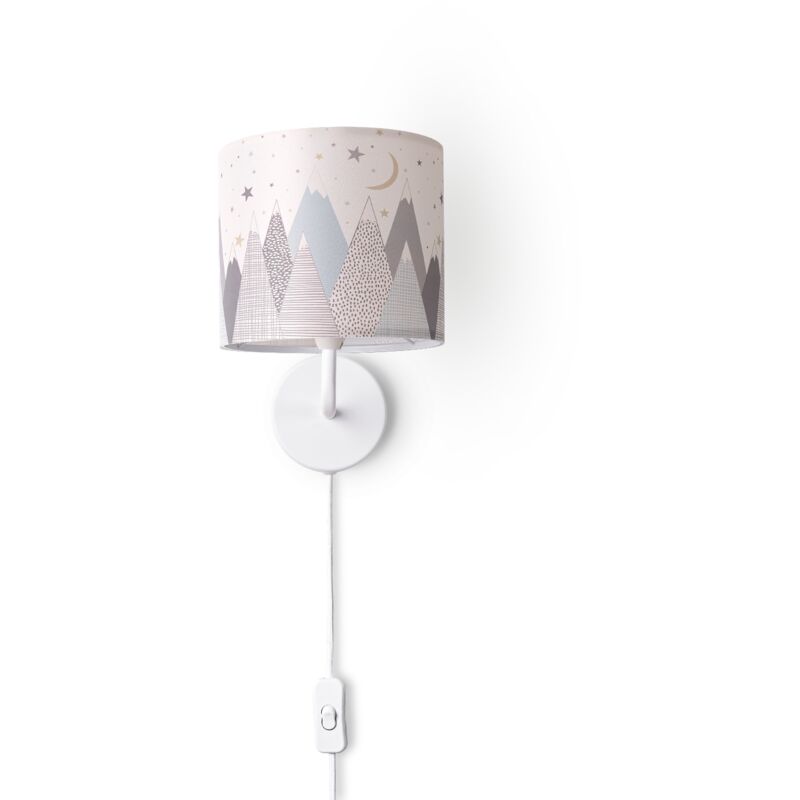 foto del prodotto paco home lampada da tavolo cameretta parete strada pompieri paralume in tessuto rotondo lampada da parete bianca, design 7 18 cm 