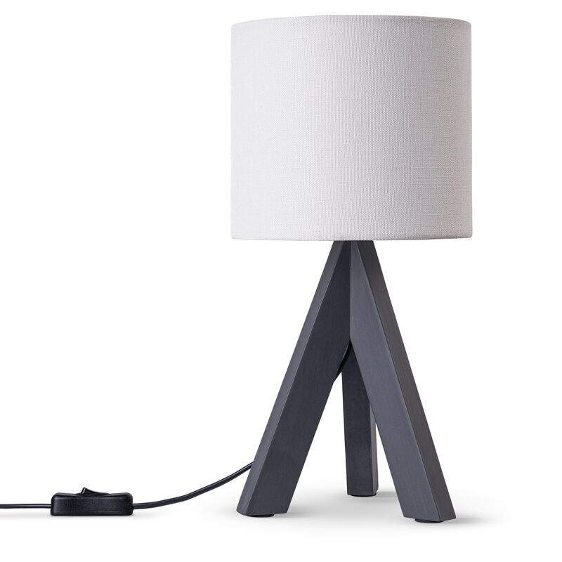 foto del prodotto paco home lampada da tavolo treppiede da comodino da terra e27 stoffa paralume uni lampada da tavolo nero, bianco 17 cm 