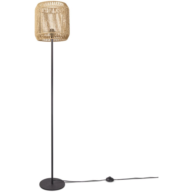 foto del prodotto paco home lampada da terra e27, moderna, soggiorno, camera da letto, boho, rattan nero a una gamba, beige bianco 28 cm 
