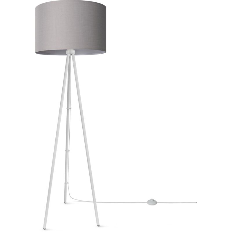 foto del prodotto paco home lampada da terra soggiorno camera da letto treppiede paralume in tessuto lampada da terra e27 uni grigio 45,5 cm , lampada da