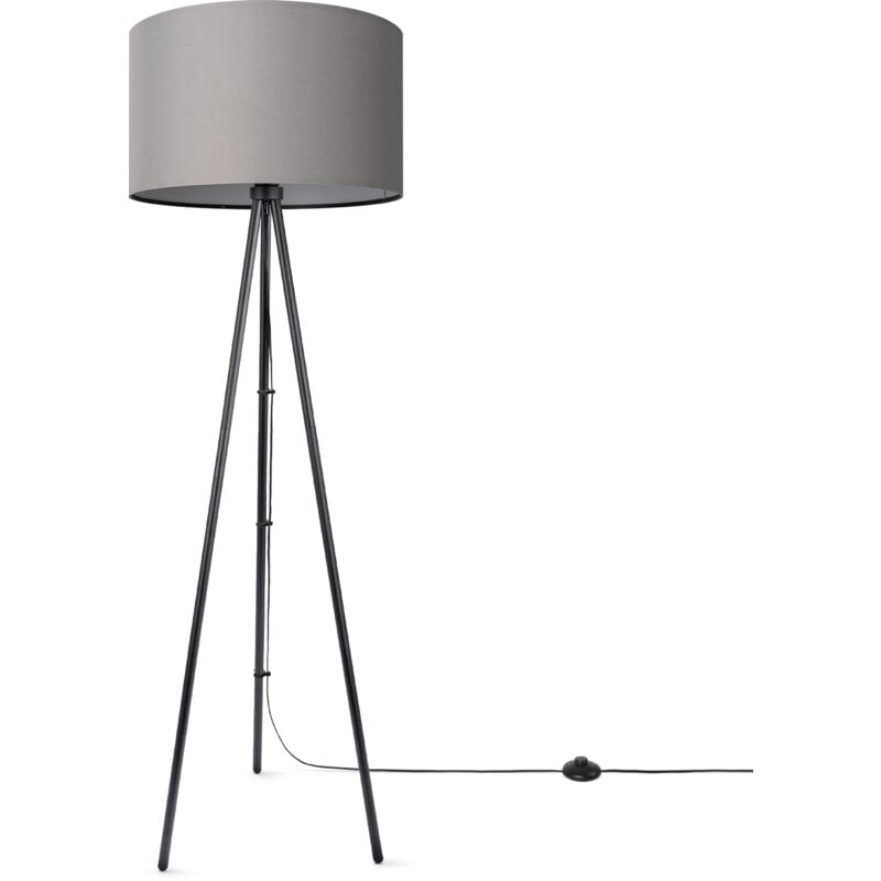 foto del prodotto paco home lampada da terra soggiorno camera da letto treppiede paralume in tessuto lampada da terra e27 uni grigio 45,5 cm , lampada da terra nero