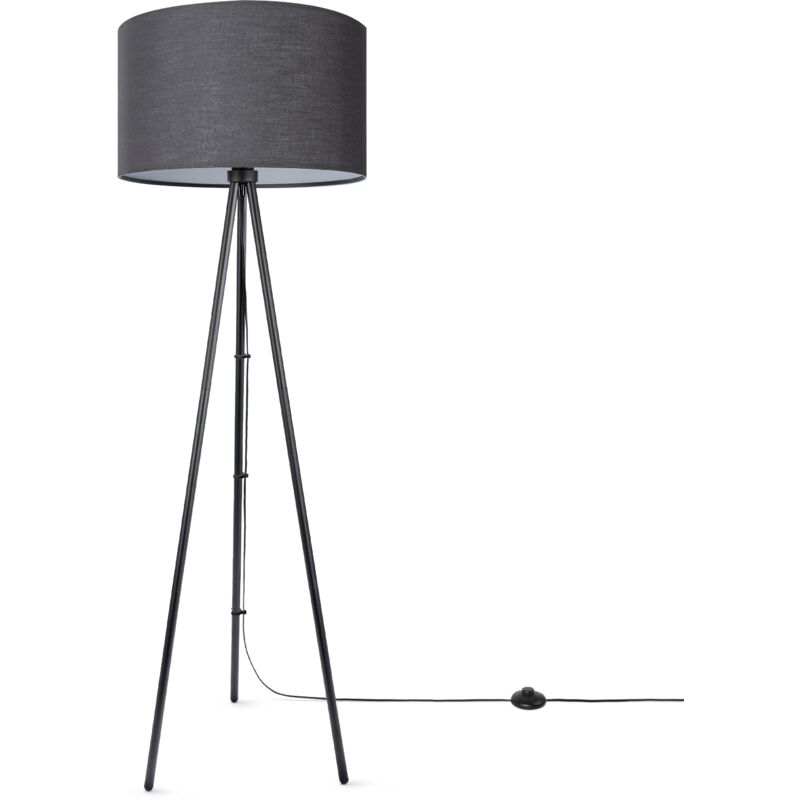 foto del prodotto paco home lampada da terra soggiorno camera da letto treppiede paralume in tessuto lampada da terra e27 uni nero 45.5 cm , lampada da terra nero