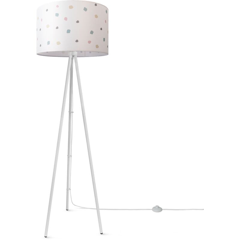 foto del prodotto paco home lampada da terra soggiorno moderna e27 da lettura treppiede r tro paralume design 3 45,5 cm , lampada da terra a treppiede bianca