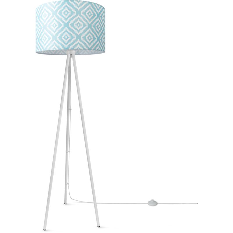 foto del prodotto paco home lampada da terra soggiorno moderna e27 da lettura treppiede r tro paralume design 6 45,5 cm , lampada da terra a treppiede bianca