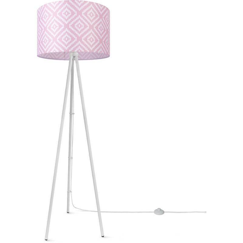 foto del prodotto paco home lampada da terra soggiorno moderna e27 da lettura treppiede r tro paralume design 8 45,5 cm , lampada da terra a treppiede bianca