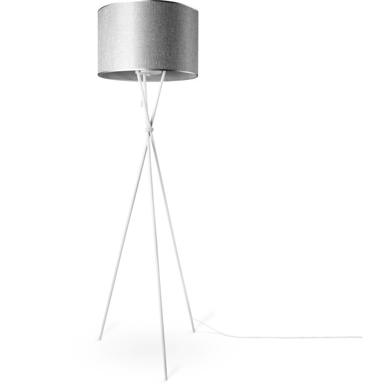 foto del prodotto paco home lampada da terra soggiorno paralume stoffa da tavolo tessuto e27 da notte grigio 45,5 cm , lampada da terra bianca tipo 1