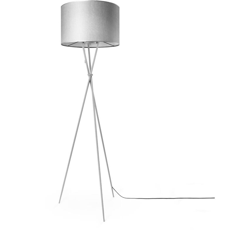 foto del prodotto paco home lampada da terra soggiorno paralume stoffa da tavolo tessuto e27 da notte grigio 45,5 cm , lampada da terra grigio tipo 1